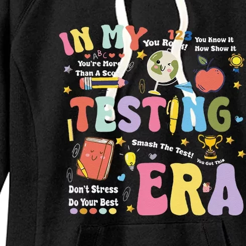 Groovy In My Testing Era Teacher Testing Day Motivational Women's Fleece Hoodie