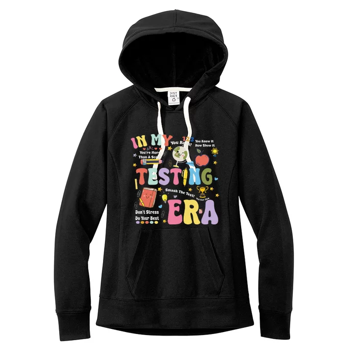 Groovy In My Testing Era Teacher Testing Day Motivational Women's Fleece Hoodie