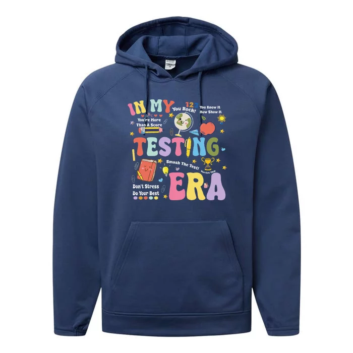 Groovy In My Testing Era Teacher Testing Day Motivational Performance Fleece Hoodie