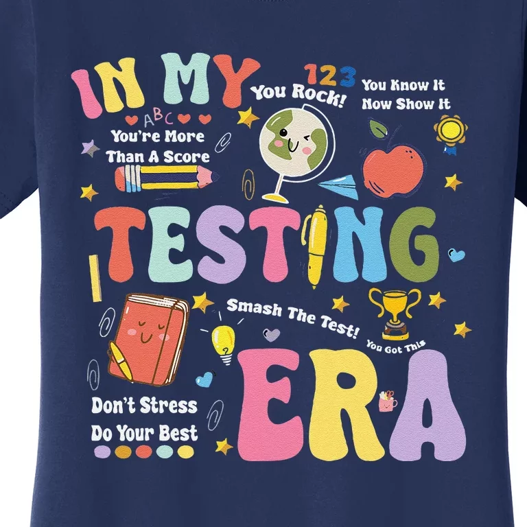 Groovy In My Testing Era Teacher Testing Day Motivational Women's T-Shirt