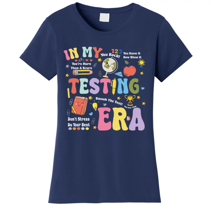 Groovy In My Testing Era Teacher Testing Day Motivational Women's T-Shirt