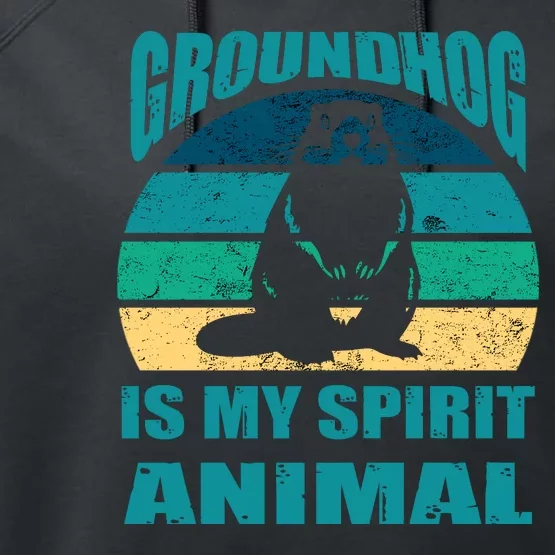 Groundhog Is My Spirit Animal Funny Woodchuck Performance Fleece Hoodie