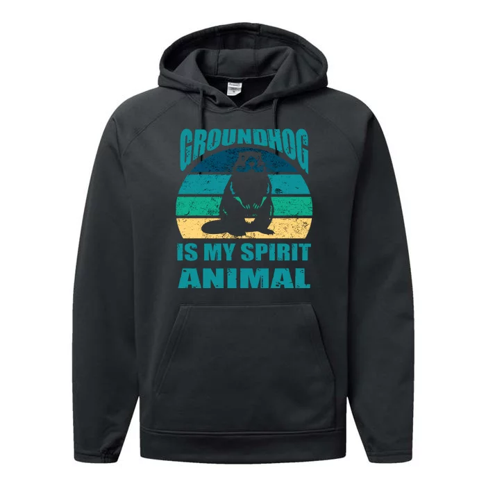 Groundhog Is My Spirit Animal Funny Woodchuck Performance Fleece Hoodie