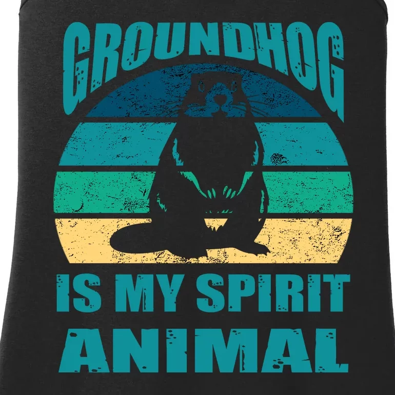 Groundhog Is My Spirit Animal Funny Woodchuck Ladies Essential Tank