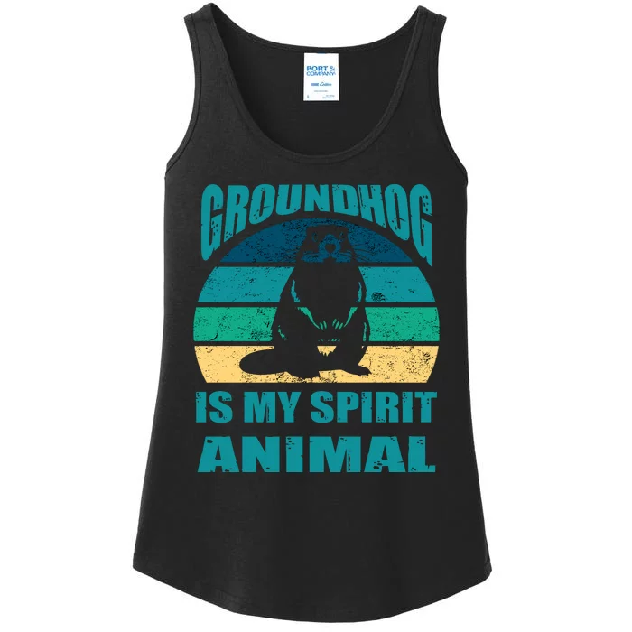 Groundhog Is My Spirit Animal Funny Woodchuck Ladies Essential Tank