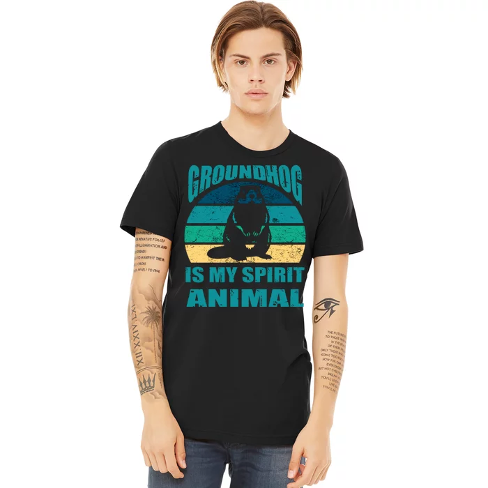 Groundhog Is My Spirit Animal Funny Woodchuck Premium T-Shirt