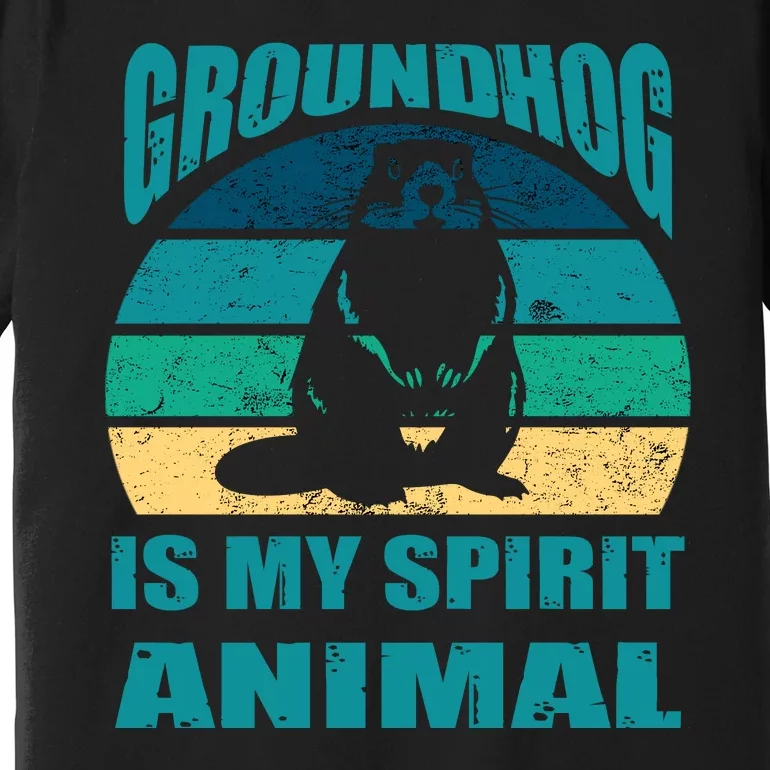 Groundhog Is My Spirit Animal Funny Woodchuck Premium T-Shirt