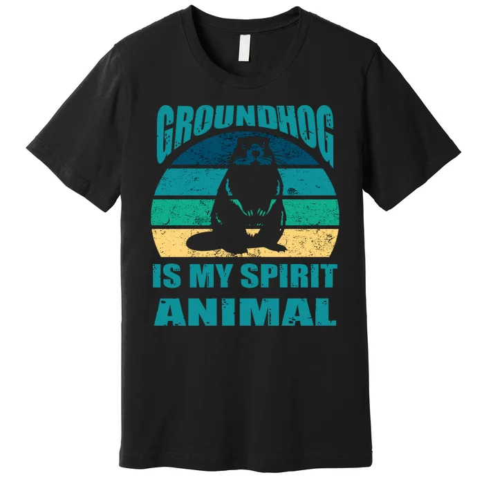 Groundhog Is My Spirit Animal Funny Woodchuck Premium T-Shirt