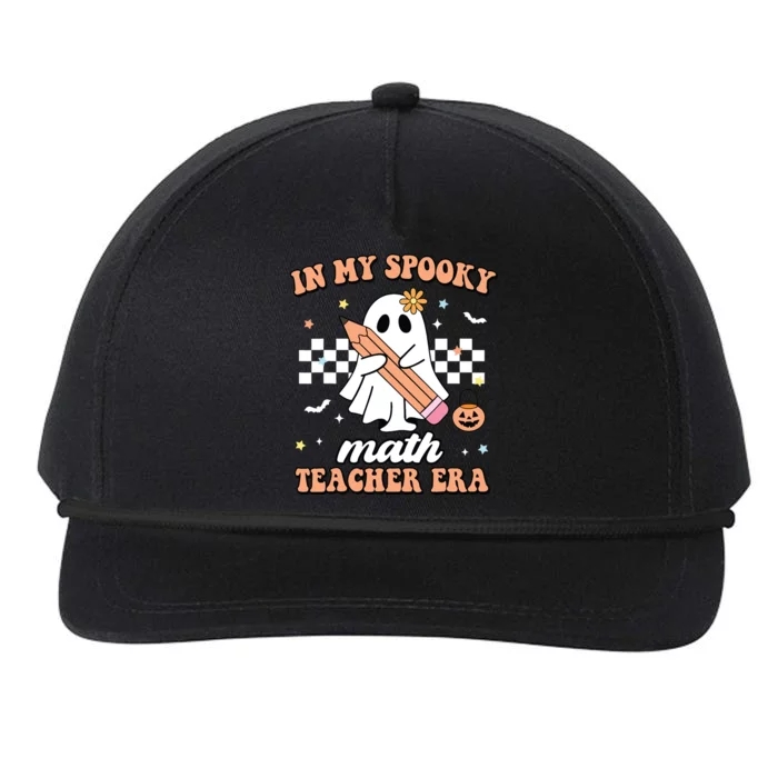 Groovy In My Spooky Math Teacher Era Ghost Halloween Gifts Snapback Five-Panel Rope Hat