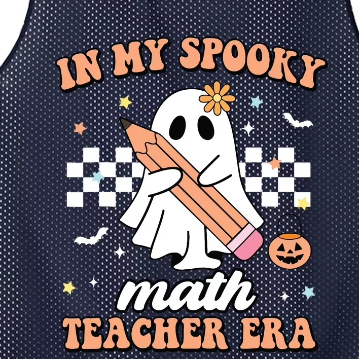 Groovy In My Spooky Math Teacher Era Ghost Halloween Gifts Mesh Reversible Basketball Jersey Tank