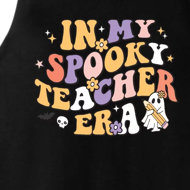 Groovy In My Spooky Teacher Era Halloween Ghost Ladies Tri-Blend Wicking Tank