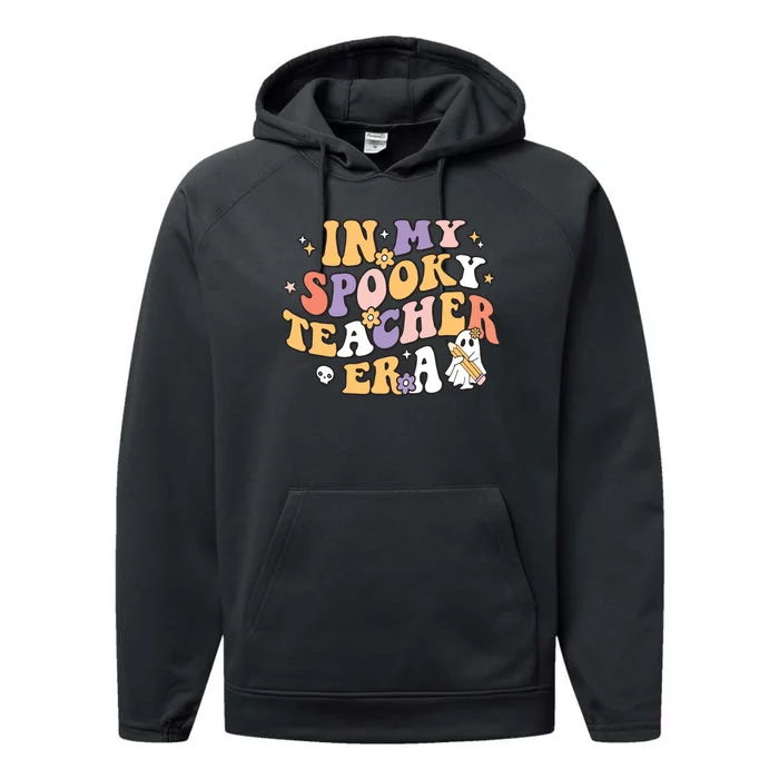 Groovy In My Spooky Teacher Era Halloween Ghost Performance Fleece Hoodie