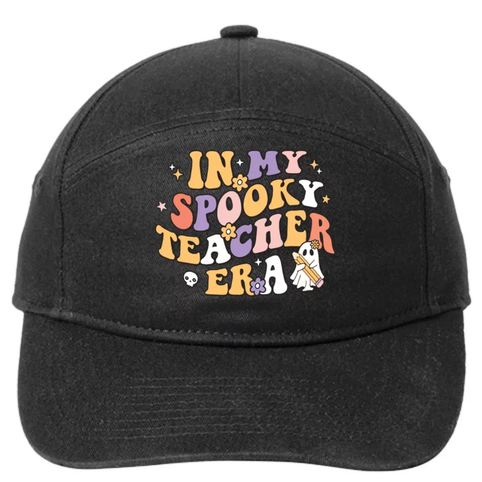 Groovy In My Spooky Teacher Era Halloween Ghost 7-Panel Snapback Hat