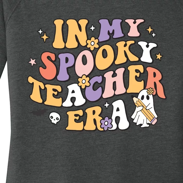 Groovy In My Spooky Teacher Era Halloween Ghost Women's Perfect Tri Tunic Long Sleeve Shirt