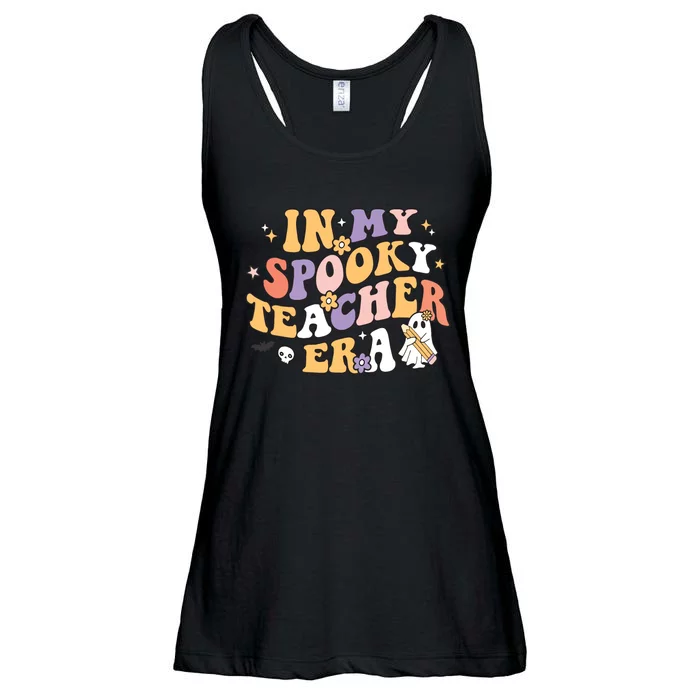 Groovy In My Spooky Teacher Era Halloween Ghost Ladies Essential Flowy Tank