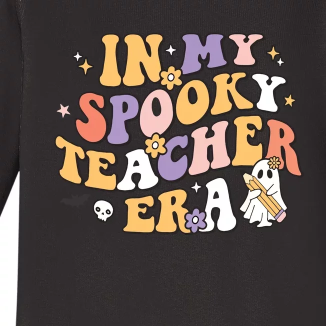 Groovy In My Spooky Teacher Era Halloween Ghost Baby Long Sleeve Bodysuit