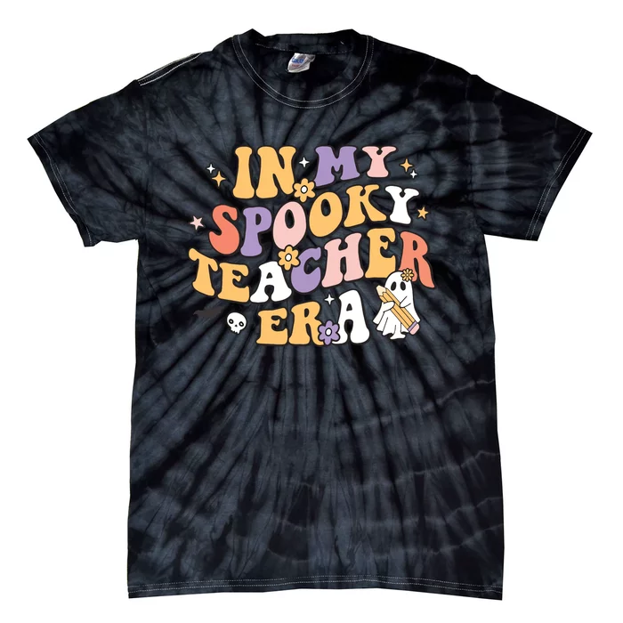 Groovy In My Spooky Teacher Era Halloween Ghost Tie-Dye T-Shirt