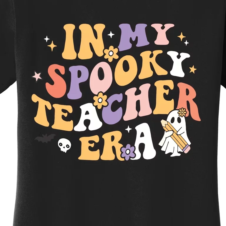 Groovy In My Spooky Teacher Era Halloween Ghost Women's T-Shirt