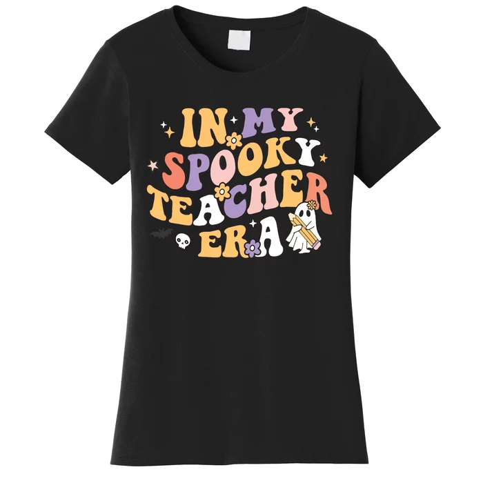 Groovy In My Spooky Teacher Era Halloween Ghost Women's T-Shirt