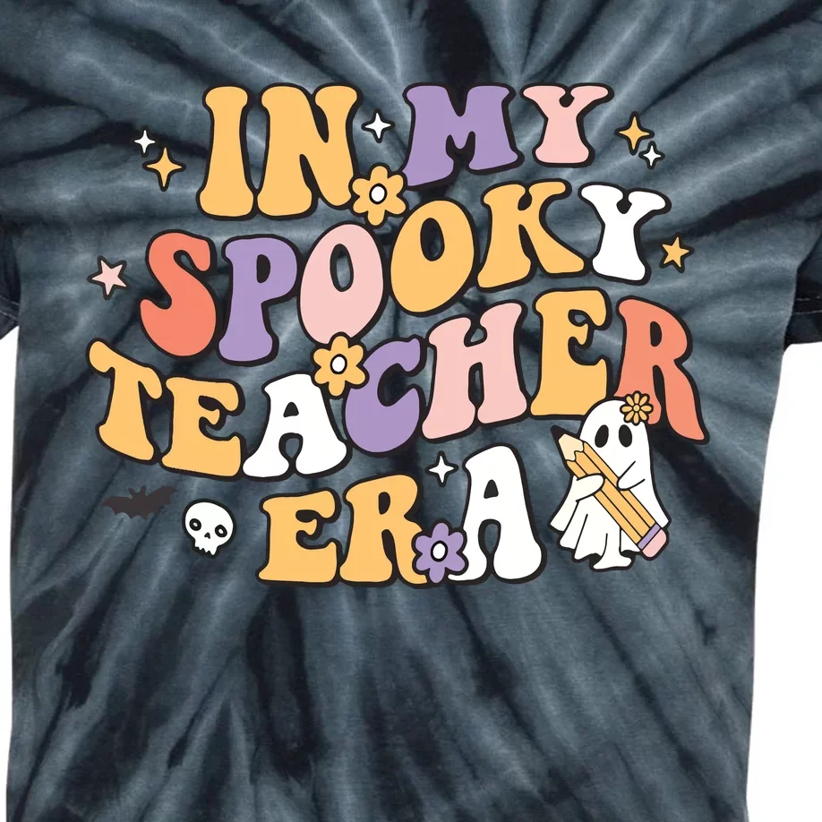 Groovy In My Spooky Teacher Era Halloween Ghost Kids Tie-Dye T-Shirt