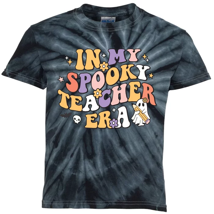 Groovy In My Spooky Teacher Era Halloween Ghost Kids Tie-Dye T-Shirt