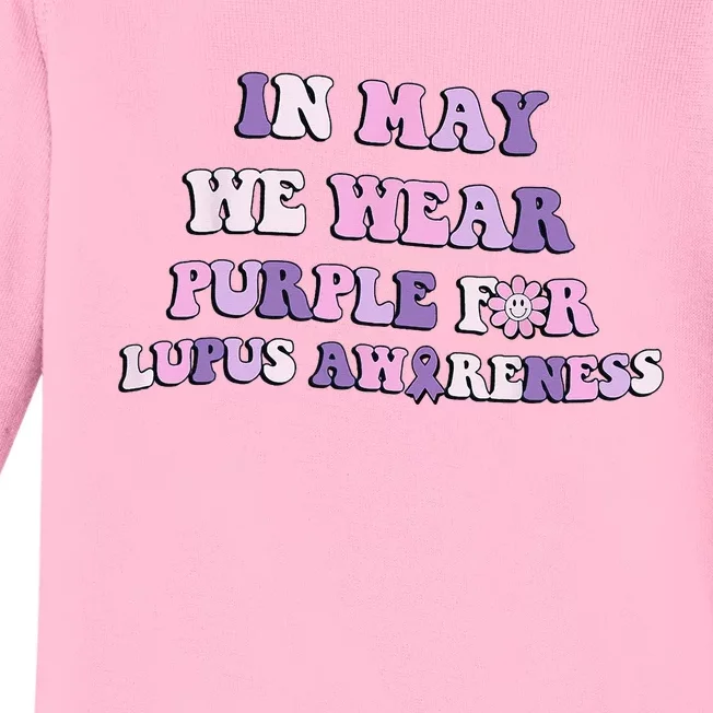 Groovy In May We Wear Purple Lupus Awareness Month Baby Long Sleeve Bodysuit