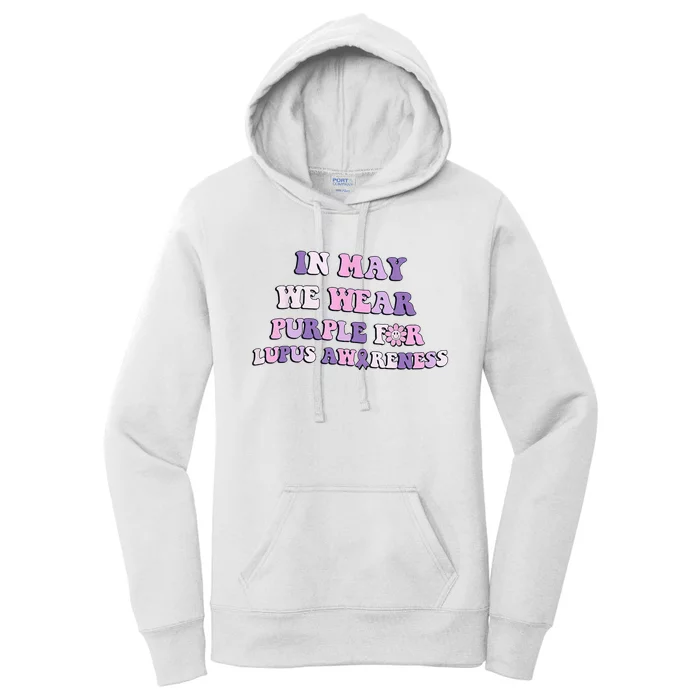 Groovy In May We Wear Purple Lupus Awareness Month Women's Pullover Hoodie