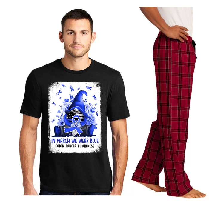 Gnome In March We Wear Blue Ribbon Colon Cancer Awareness Cute Gift Pajama Set