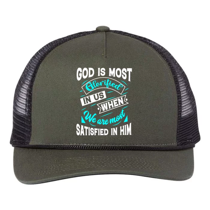 God Is Most Glorified Faith T Retro Rope Trucker Hat Cap