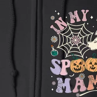 Groovy In My Spooky Mama Era Ghost Pumpkin Halloween Wo Full Zip Hoodie