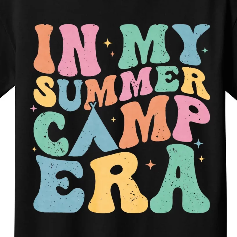 Groovy In My Summer Camp Era Retro Summer Camper Kids T-Shirt