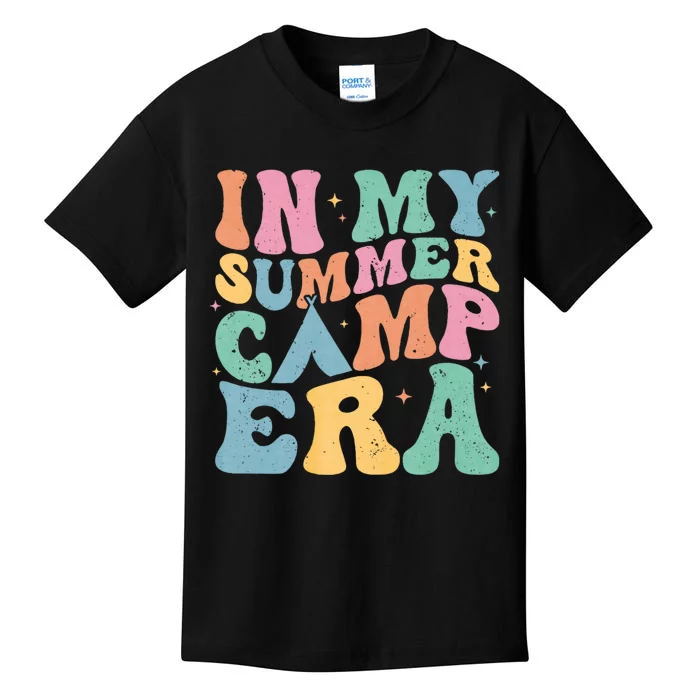 Groovy In My Summer Camp Era Retro Summer Camper Kids T-Shirt