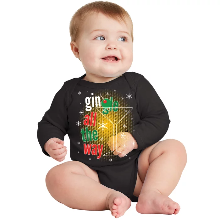 Gin all the way Jingle Funny Christmas Baby Long Sleeve Bodysuit