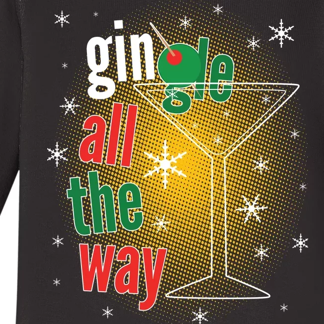 Gin all the way Jingle Funny Christmas Baby Long Sleeve Bodysuit