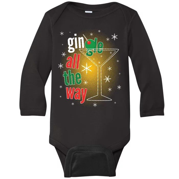 Gin all the way Jingle Funny Christmas Baby Long Sleeve Bodysuit