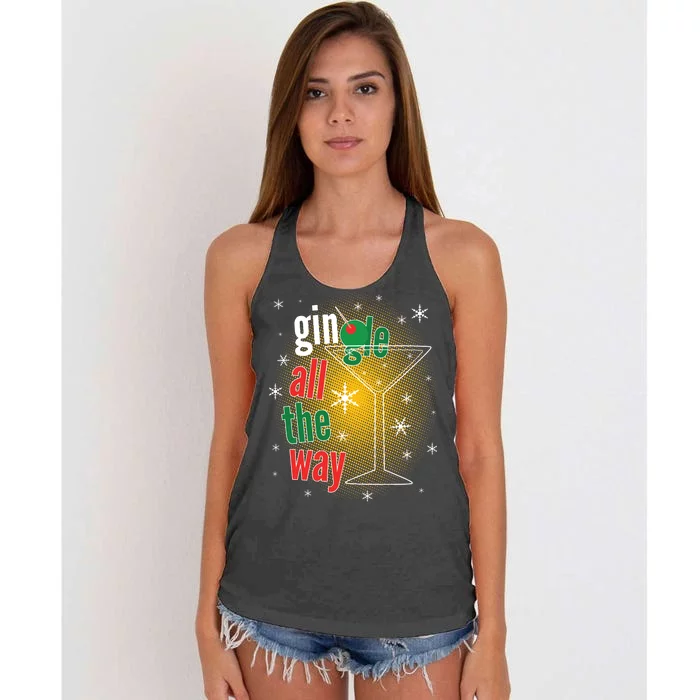 Gin all the way Jingle Funny Christmas Women's Knotted Racerback Tank