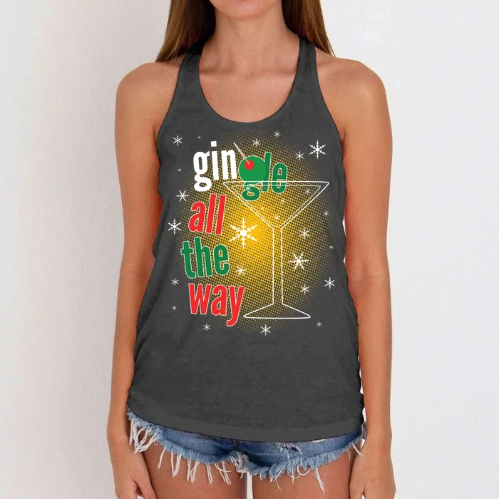 Gin all the way Jingle Funny Christmas Women's Knotted Racerback Tank