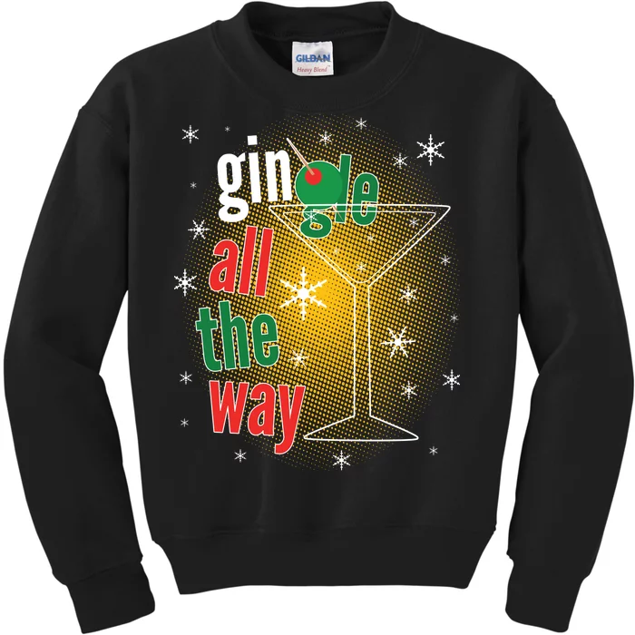 Gin all the way Jingle Funny Christmas Kids Sweatshirt