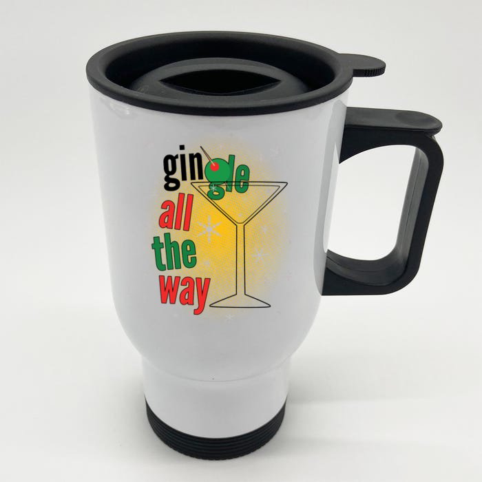 Gin all the way Jingle Funny Christmas Front & Back Stainless Steel Travel Mug