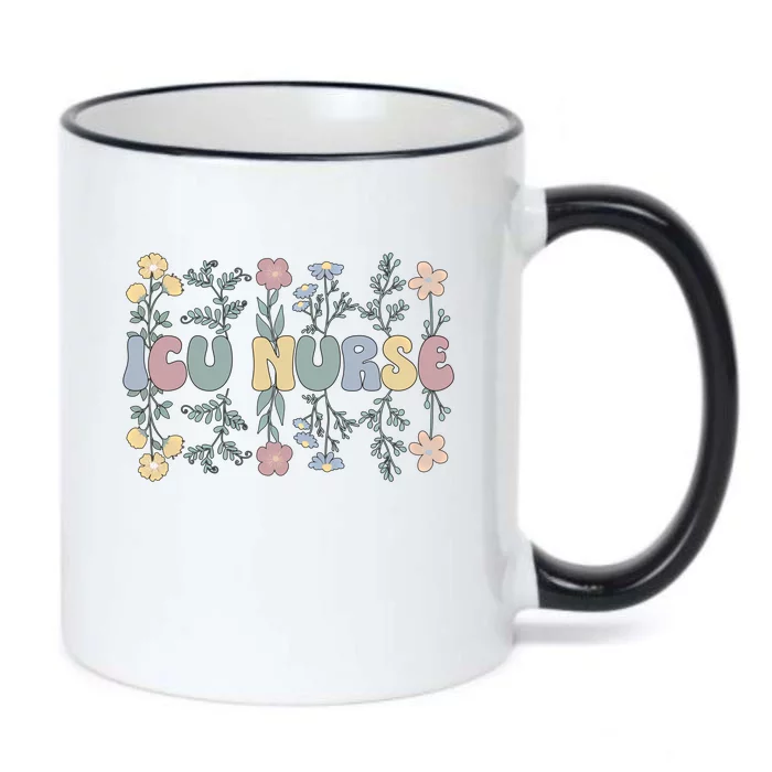 Groovy Icu Nurse Flowers Intensive Care Unit Nurse Gift Black Color Changing Mug