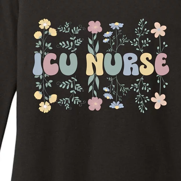 Groovy Icu Nurse Flowers Intensive Care Unit Nurse Gift Womens CVC Long Sleeve Shirt