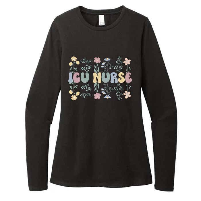 Groovy Icu Nurse Flowers Intensive Care Unit Nurse Gift Womens CVC Long Sleeve Shirt