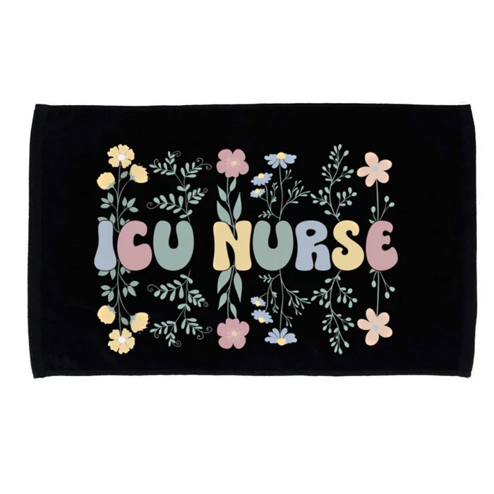 Groovy Icu Nurse Flowers Intensive Care Unit Nurse Gift Microfiber Hand Towel