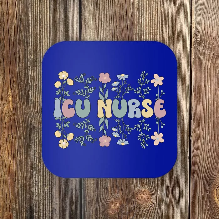 Groovy Icu Nurse Flowers Intensive Care Unit Nurse Gift Coaster