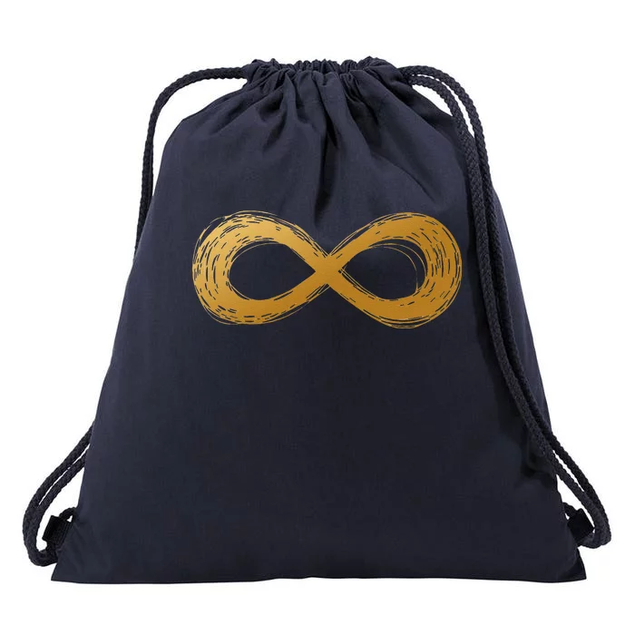 Golden Infinity Neurodiversity Symbol Autism Awareness Drawstring Bag