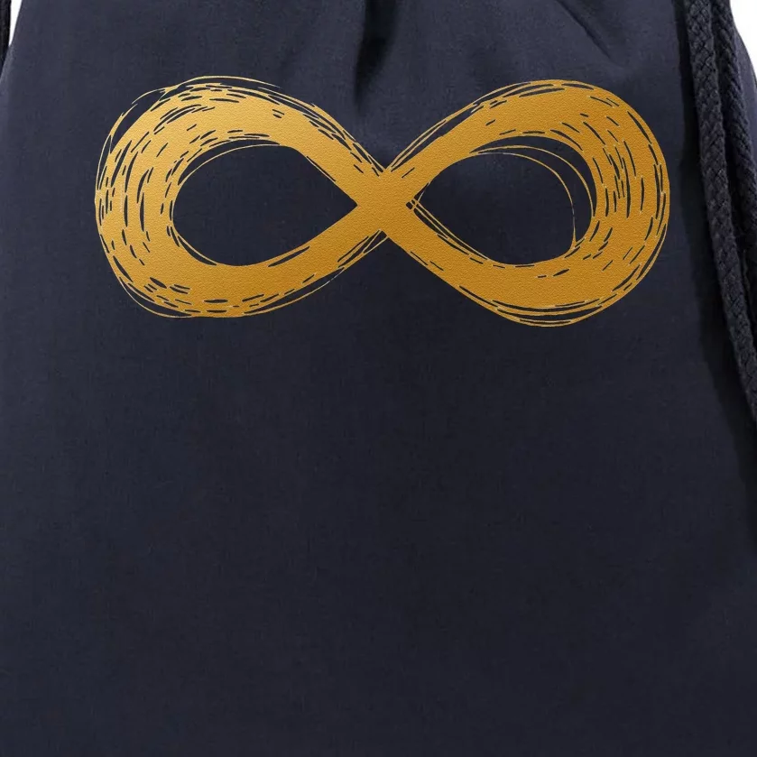 Golden Infinity Neurodiversity Symbol Autism Awareness Drawstring Bag