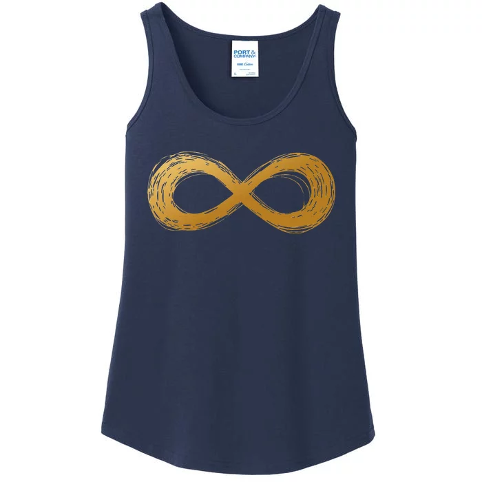 Golden Infinity Neurodiversity Symbol Autism Awareness Ladies Essential Tank