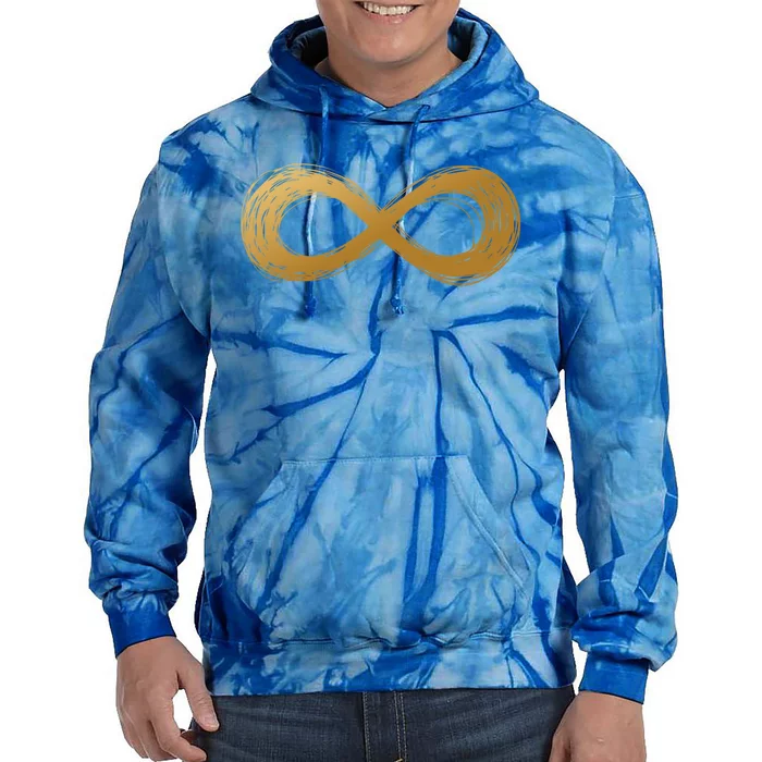 Golden Infinity Neurodiversity Symbol Autism Awareness Gift Tie Dye Hoodie