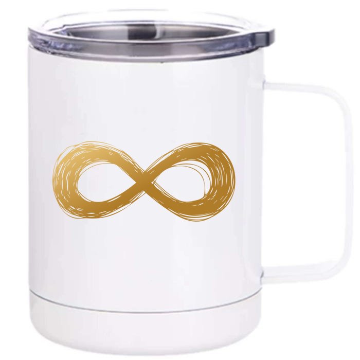 Golden Infinity Neurodiversity Symbol Autism Awareness Gift Front & Back 12oz Stainless Steel Tumbler Cup