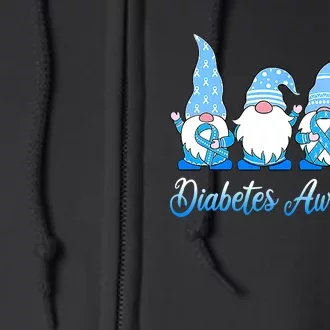 Gnomes In November We Wear Blue Diabetes Awareness Gnome Full Zip Hoodie